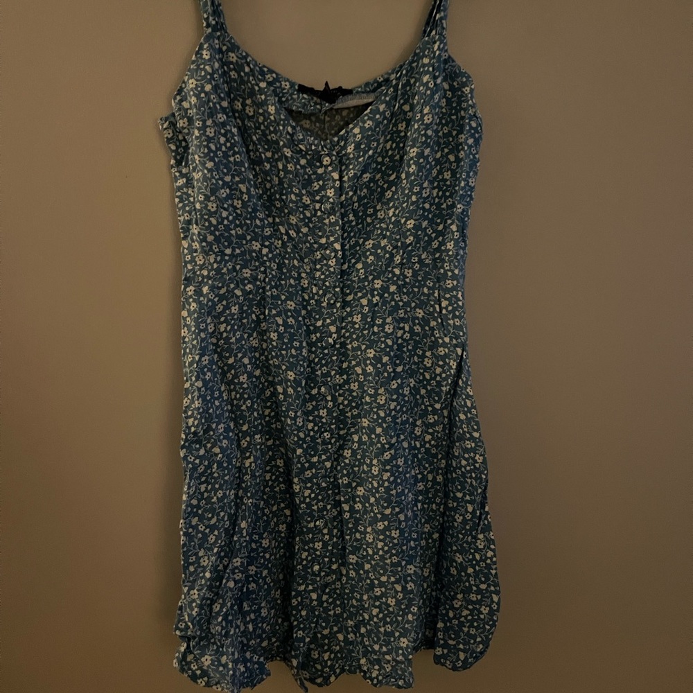 blue floral mini dress